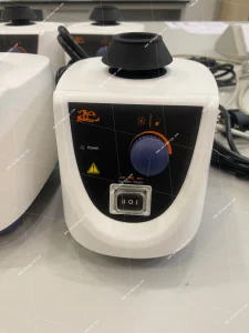 AELAB AVT-501 vortex mixer front view with speed control knob, power indicator, switch, and top mixing cup