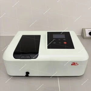 AELAB AE-SP1000 Series spectrophotometer top view showing sample chamber and LCD control panel