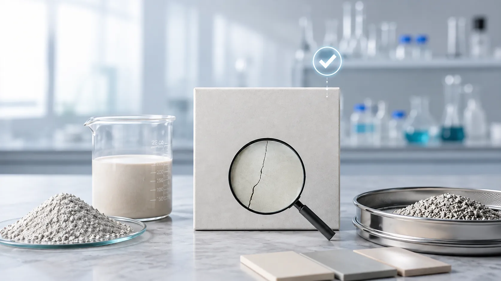 Ceramic manufacturing quality control laboratory equipment concept illustration