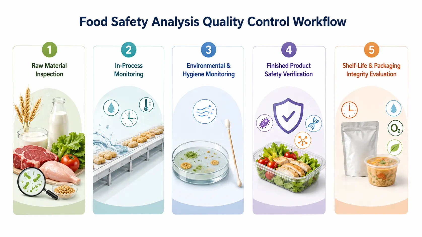 AELAB Food safety analysis quality control workflow infographic for food manufacturing