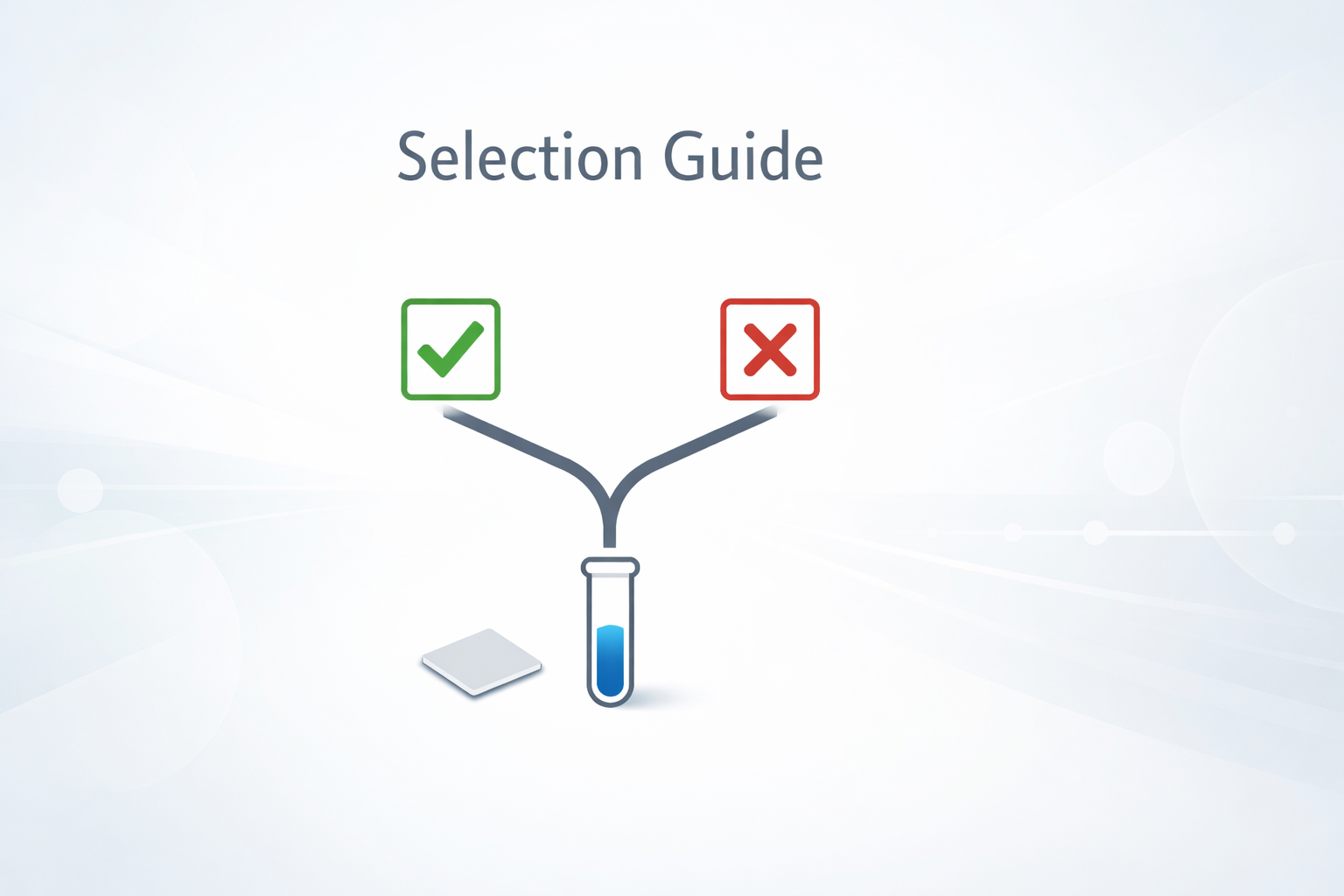 Editorial cover image for X-ray diffractometer selection guide showing abstract sample and diffraction peak with selection arrow, text 'XRD Selection Guide'.