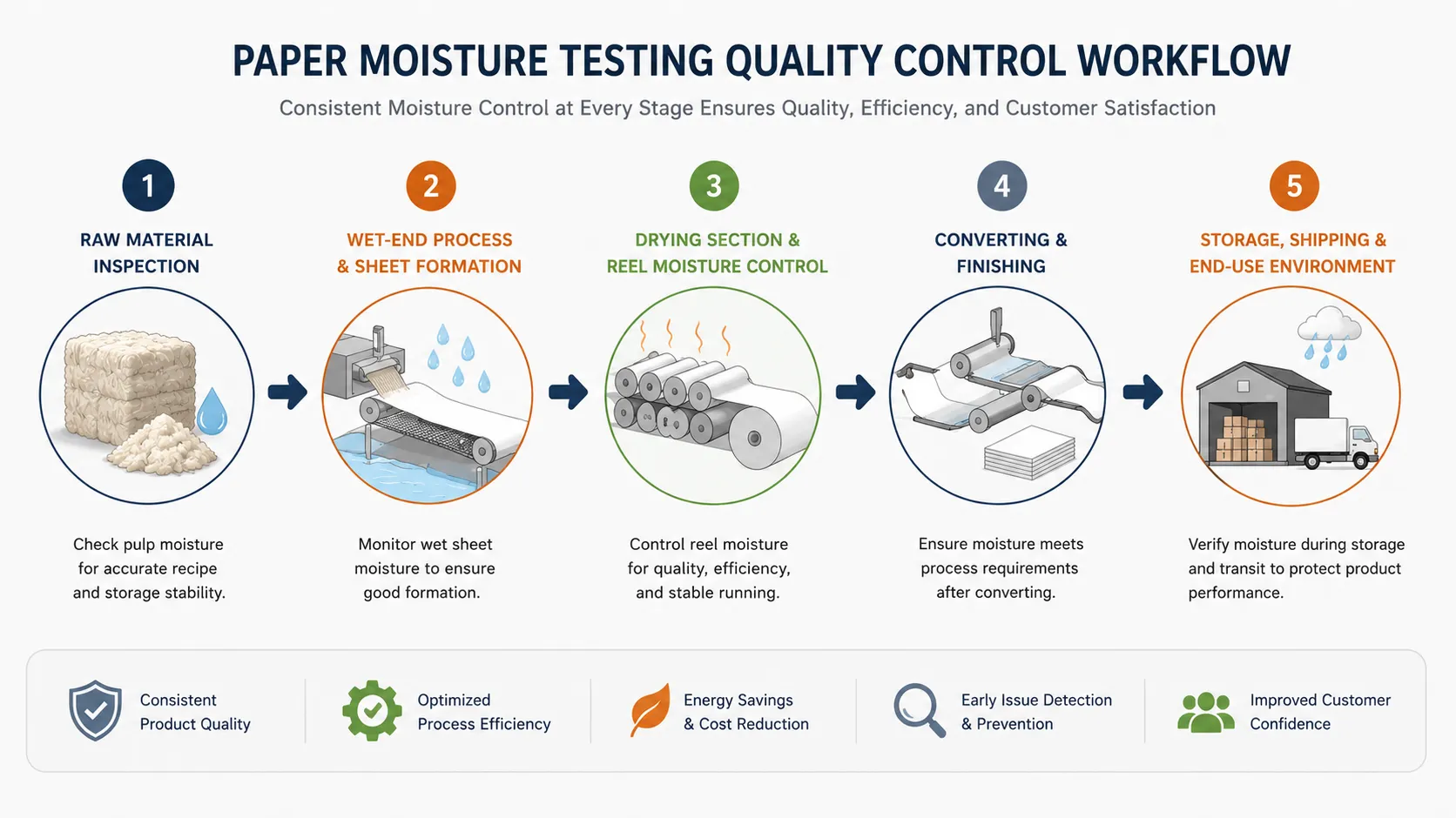 Paper moisture testing quality control workflow