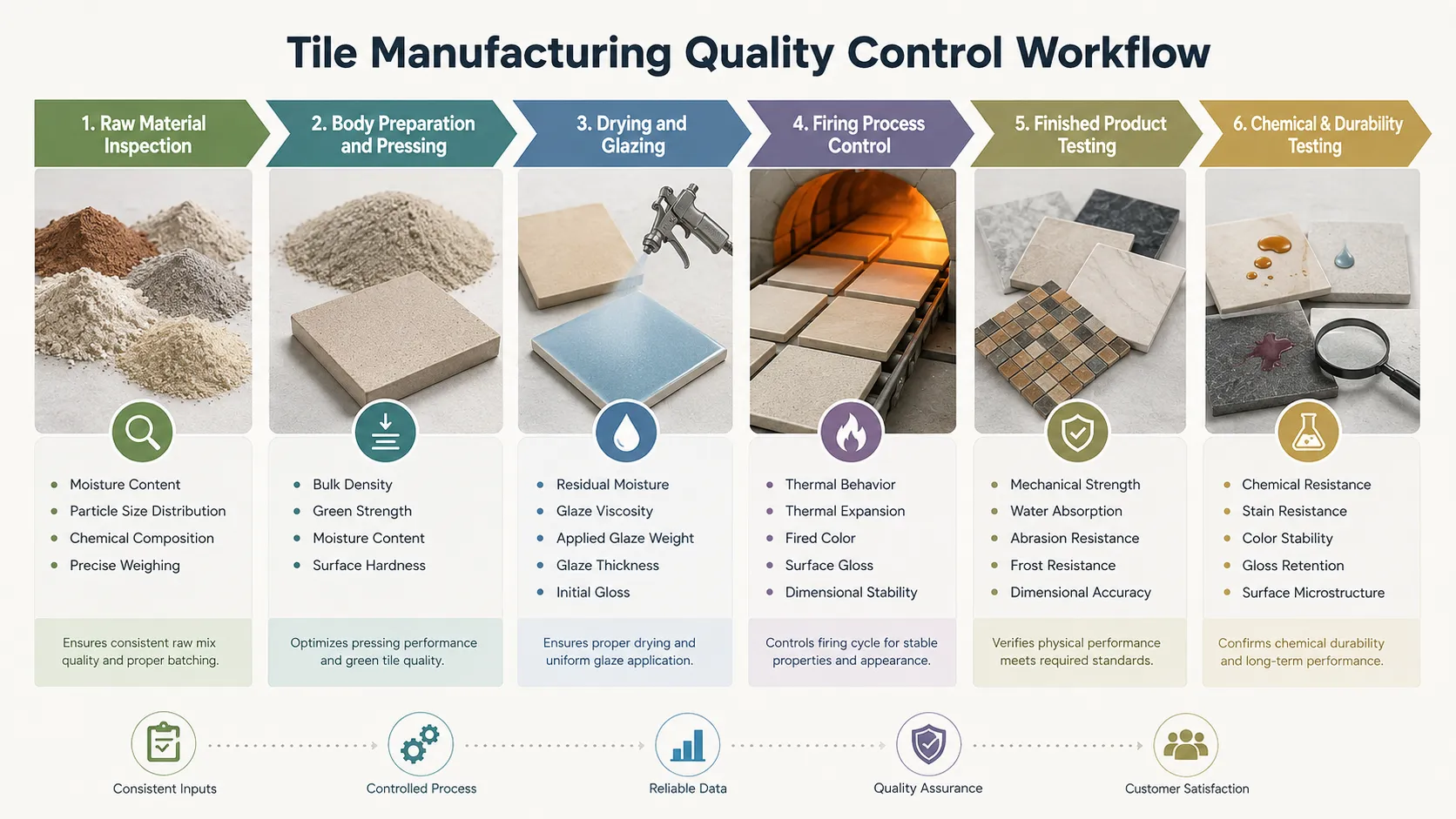 Tile manufacturing quality control workflow